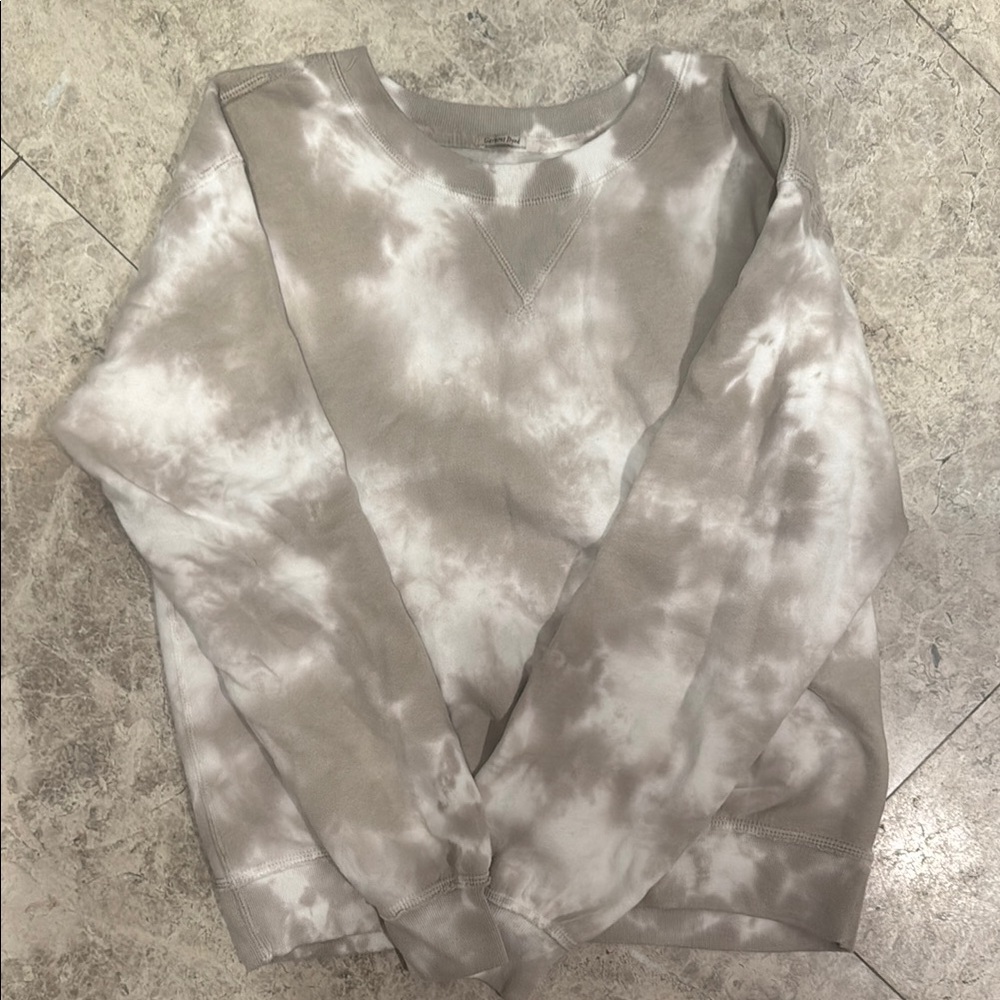 Abercrombie & Fitch Light taupe and White Tie-Dye Sweatshirt